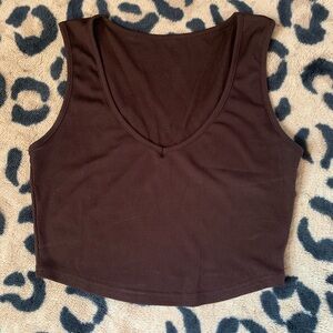 Elegant Brown Sleeveless Tank Top